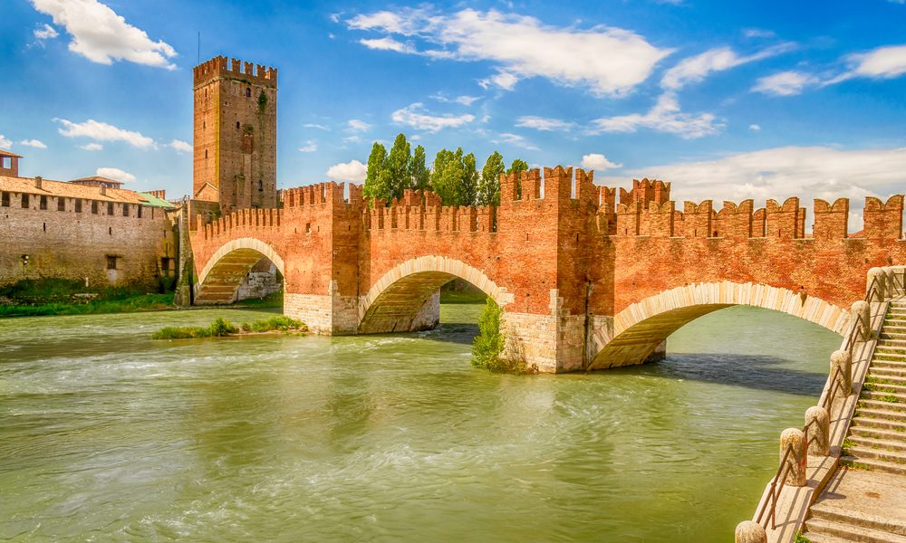 Scaliger Bridge at the Castelvecchio Castle in Verona, Italy